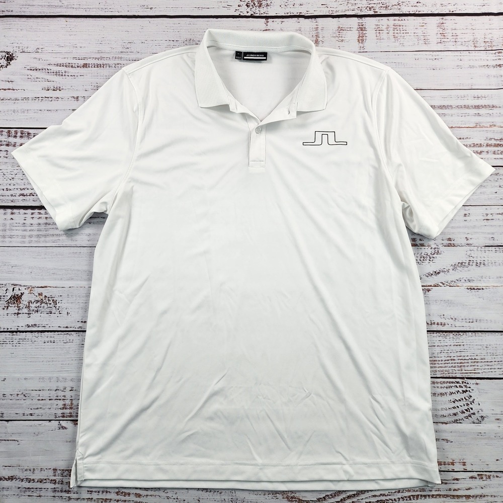 J.Lindeberg Bridge Golf Polo Shirt Men's XL White Performance Short Sleeve